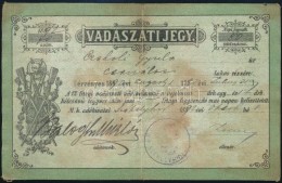 1892 Vadászati Jegy / Vadászjegy / Hunter Ticket - Sin Clasificación