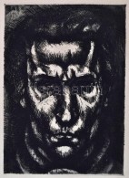 Uitz Béla (1887-1972): Önarckép. HidegtÅ±, Papír, Jelzett A Karcon, 30×21 Cm - Otros & Sin Clasificación