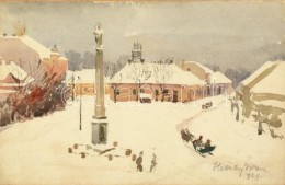 Hessky Iván (1890-1950): Hófedte FÅ‘tér. Akvarell, Papír, Jelzett, üvegezett... - Otros & Sin Clasificación