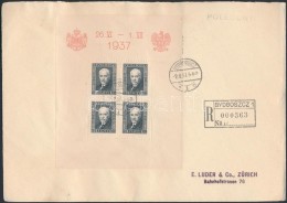 1937 Blokk Mi 4 A5-ös MéretÅ± Ajánlott Levélen / Mi Block 4 On Registered Cover... - Autres & Non Classés