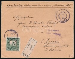 ~1920 Cenzúrázott Ajánlott Levél Felülnyomott Bosnyák Bélyeggel... - Other & Unclassified