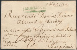 1834 Portós Levél / Unpaid Cover Zöld / Green 'MODENA' - Veszprimi - Autres & Non Classés