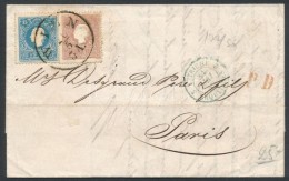 1859 10kr + 15kr Levélen / On Cover 'WIEN' - Paris - Otros & Sin Clasificación