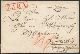 1830 Portós Levél / Unpaid Cover Piros / Red 'ZARA' - Szent Miklós - Otros & Sin Clasificación