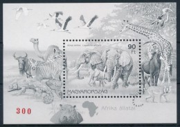 ** 1997 Földrészek állatai I. Afrika Feketenyomat Blokk, Piros 300. Sorszámmal (100.000)... - Otros & Sin Clasificación
