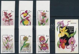 ** 1987 Orchideák Vágott ívszéli Sor + Blokk (11.500) / Mi 3922-3927 Imperforate Margin... - Otros & Sin Clasificación