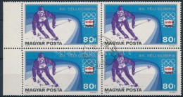 O 1975 Téli Olimpia 80f ívszéli Négyestömb, Lefelé Tolódott Piros... - Otros & Sin Clasificación