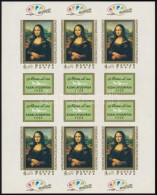 ** 1974 Mona Lisa Vágott Teljes ív (30.000)/ Mi 2940 Imperforate Complete Sheet - Otros & Sin Clasificación