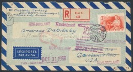 1956 Ajánlott Légi Levél Az Egyesült Államokba, Címzett Nem Kereste,... - Otros & Sin Clasificación