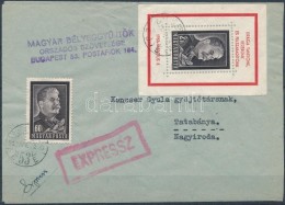 1953 Expressz Levél Sztálin Blokk Bérmentesítéssel / Express Cover With Mi Block... - Otros & Sin Clasificación