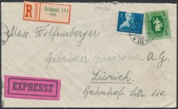 1947 Expressz Ajánlott Levél Svájcba / Registered Express Cover To Switzerland - Otros & Sin Clasificación