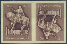 ** 1956 Hunyadi János Vágott Fordított Pár (25.000) / Mi 1470 Imperforate Inverted Pair - Otros & Sin Clasificación