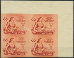 ** 1954 MDP Kongresszus (II.) Vágott ívsarki Négyestömb (32.000) / Mi 1375 Imperforate... - Otros & Sin Clasificación