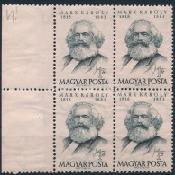 ** 1953 Karl Marx ívszéli Négyestömb Számvízjellel (8.000++) / Mi 1305... - Otros & Sin Clasificación