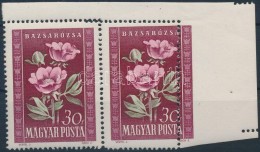 ** 1950 Virág 30f Látványosan Elfogazott ívsarki Pár  / Mi 1112 Pair With... - Otros & Sin Clasificación