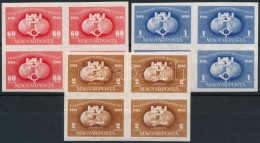 ** 1949 UPU (I.) Vágott Négyestömbök (10.000) / Mi 1056-1058 Imperforate Blocks Of 4 - Autres & Non Classés