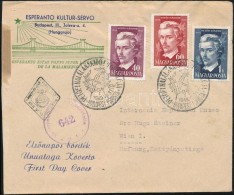 1949 PetÅ‘fi Sor Eszperantó FDC-n, Osztrák Cenzúrával / Mi 1045-1047 On Censored FDC - Other & Unclassified