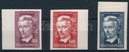 ** 1949 PetÅ‘fi (II) Vágott ívszéli Sor (8.000) / Mi 1045-1047 Imperforate Margin Set - Other & Unclassified