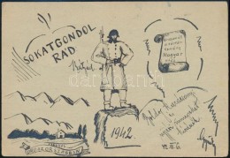 1942 Rajzos Tábori Posta Lap / Field Postcard With Drawing 'T.P. 33 B' - Autres & Non Classés