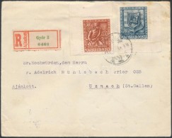 1943 Hadigondozás 50f, 70f Ajánlott Levélen Svájcba / Mi 729-730 On Registered Cover To... - Otros & Sin Clasificación