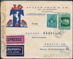1942 Expressz Céges Légi Levél Cenzúrával / Censored Express Business Airmail... - Otros & Sin Clasificación