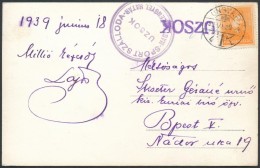 1939 Képeslap Kék 'UZSOK' Gumibélyegzéssel Budapestre / Postcard With Auxiliary... - Otros & Sin Clasificación