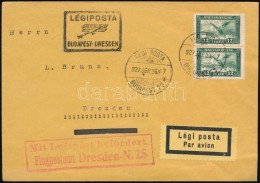 1927 Légiposta Levél 2 X 12f Bérmentesítéssel Drezdába / Airmail Cover... - Otros & Sin Clasificación