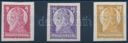 ** 1929 Szent István (II) Vágott Sor (40.000) / Mi 455-457 Imperforate Set - Andere & Zonder Classificatie