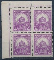 ** 1926 PengÅ‘-fillér 4f ívsarki Négyestömb Elfogazva / Mi 414 Corner Block Of 4 With... - Andere & Zonder Classificatie