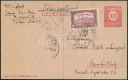 1920 ElsÅ‘ Napi Légi LevelezÅ‘lap Szombathelyre Angyalos Bélyegzéssel / First Day Airmail Card - Other & Unclassified