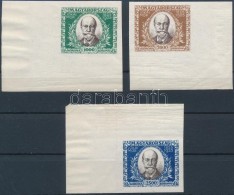 ** 1925 Jókai Mór (I.) ívsarki Vágott Sor / Mi 398-400 Imperforate Corner Set - Otros & Sin Clasificación