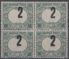 ** 1920 Magyar Posta Portó 2f Négyestömb Elcsúszott értékszámokkal /... - Otros & Sin Clasificación