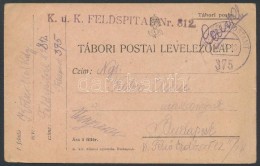 1918 Tábori Posta LevelezÅ‘lap / Field Postcard 'K.u.k. FELDSPITAL Nr.812.' + 'FP 375' - Andere & Zonder Classificatie