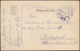 1917 Tábori Posta LevelezÅ‘lap / Field Postcard 'K.u.k. Luftfahrtruppen Ballonkompagnie' + 'FP 466 B' - Otros & Sin Clasificación