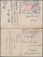 1918 2 Db Képeslap Klf SzínÅ± 'ZENSURIERT S.M.S. GÄA' Bélyegzéssel / 2 Postcards... - Other & Unclassified