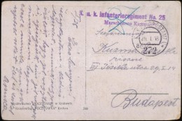 1918 Tábori Posta Képeslap / Field Postcard 'K.u.k. Infanterieregiment No.25. Marschbaons Kommando' +... - Otros & Sin Clasificación