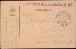 1918 Tábori Posta LevelezÅ‘lap / Field Postcard 'K.k. Landsturmetappenbataillon No.112' + 'HP 167' - Otros & Sin Clasificación