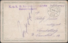 1917 Tábori Posta Képeslap / Field Postcard 'K.u.k. 9. Korpskommando Stabskompagnie' + 'FP 418 B' - Otros & Sin Clasificación