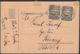 1917 Tábori Posta LevelezÅ‘lap 2 X 5 Bani Ajutor Bélyeggel / Field Postcard 'EP 347' - Otros & Sin Clasificación