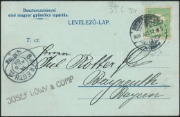 1908 LevelezÅ‘lapon J.L.C (Josef Löwy & Comp) Céglyukasztásos 5f Bélyeg (Lente 90 P)... - Otros & Sin Clasificación
