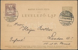 1901 4f Díjjegyes LevelezÅ‘lap 6f Díjkiegészítéssel Londonba / 4f PS-card With... - Otros & Sin Clasificación