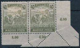 * 1919 Magyar Posta 40f Elfogazott ívsarki Pár / Mi 250 Misperforated Corner Pair - Otros & Sin Clasificación