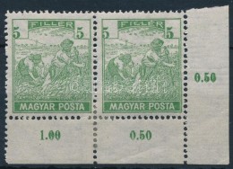 * 1919 Magyar Posta 5f ívsarki Pár Eltolódott értékszámokkal  / Mi 244... - Otros & Sin Clasificación