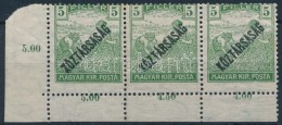 ** 1918 Köztársaság / Arató 5f Elfogazott Hármascsík / Mi 226 Misperforated... - Otros & Sin Clasificación