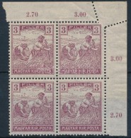 ** 1916 Arató-Parlament 3f ívsarki Négyestömb Elfogazva / Mi 191 Corner Block Of 4 With... - Otros & Sin Clasificación