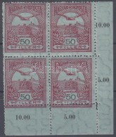 ** * 1913 Turul 50f Alul Elfogazott ívsarki Négyestömb / Mi 121 Corner Block Of 4 Misperforated... - Otros & Sin Clasificación