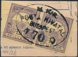 1913 Turul 12f Pár Kivágáson / Mi 115 Pair On Cutting 'M. KIR. POSTA HIVATAL BUDAPEST 70'... - Otros & Sin Clasificación