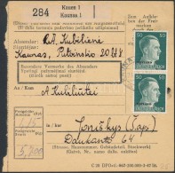Litvánia 1942 Csomagszállító Ostland Bélyegekkel / Ostland Mi  9, 2 X 16 On... - Andere & Zonder Classificatie
