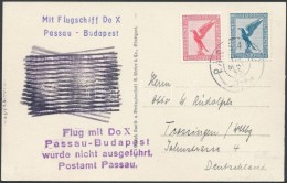 1933 A Dornier Do. X Elmaradt Budapesti Repülésére Feladott Képeslap / Postcard Mailed... - Otros & Sin Clasificación