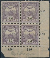 ** 1900 Turul 12f ívsarki Négyestömb Csillagvízjellel / Mi 73 Corner Block Of 4 With Star... - Otros & Sin Clasificación